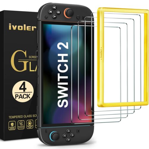 4-Pack Tempered Glass Screen Protector Designed for Nintendo Switch 2 2025 with [Alignment Frame] Transparent HD Clear[Updated Version] Screen Protector for Switch 2 7.9''