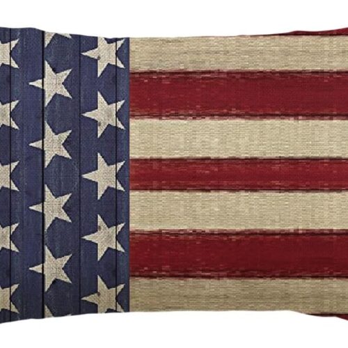 1 4th of July Patriotic Independence Throw Pillow Cover, 12 x 20 Inch Memorial Day Stripes America Flag Stars Decor Cushion Case for Sofa Couch