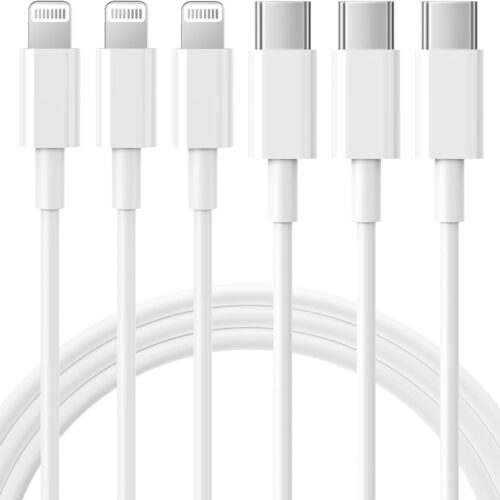 USB C to Lightning Cable 3Pack 6FT [MFi Certified] iPhone Fast Charger Cable USB-C Power Delivery Charging Cord for iPhone 14/13/12/11/XS/XR/X/8/iPad, White
