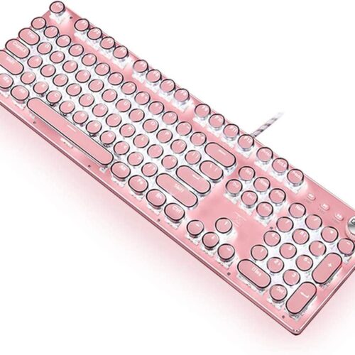1 Stylish Round keycaps Mechanical Keyboard (Pink)