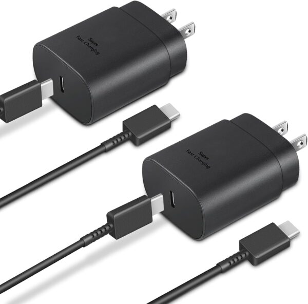 2-Pack 25W Type C Fast Charging Block with 6ft USB C Charger Cable 1
