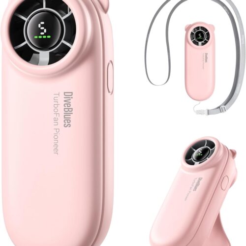 TurboBear Portable Handheld Turbo Fan, 5 Gear Wind, Travel Essentials, Small Hand Held Fan Rechargeable, Mini Personal Fans Cooling, Battery Powered, Pocket Cute Gifts Women