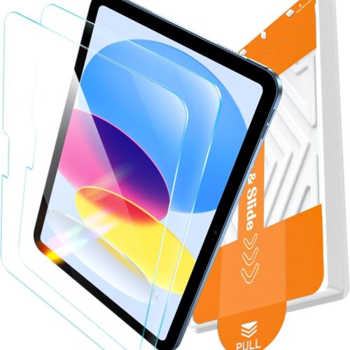 1 2 Pack Screen Protector for iPad 11th A16 11-in. /10th Generation 10.9-in. (2025/2022), 9H+ Hardness Tempered Glass with Easy Application Tray, Support Apple Pencil, Case Compatible, HD Clear