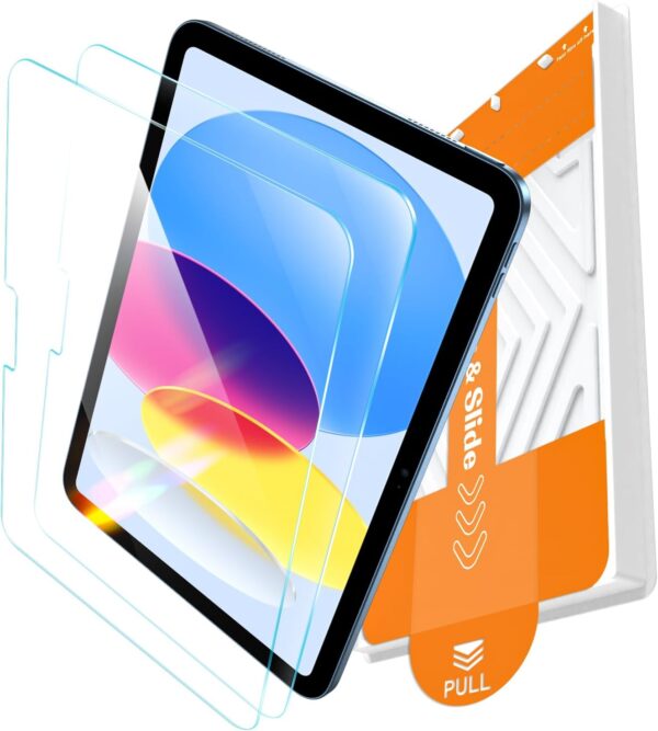2 Pack Screen Protector for iPad 11th A16 11-in. /10th Generation 10.9-in. (2025/2022), 9H+ Hardness Tempered Glass with Easy Application Tray, Support Apple Pencil, Case Compatible, HD Clear 1 Screen Protector