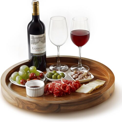 16" Acacia Wooden Turntable Serving Tray