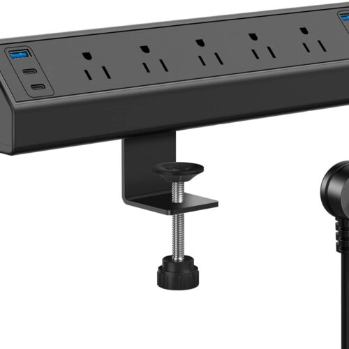 Desk Clamp Power Strip USB C,40W Total Fast Charging Station,4 PD 20W USB C Ports,Desk Edge Mount Surge Protector,5 Outlets,Fit 1.96" Tabletop Edge,ETL Listed