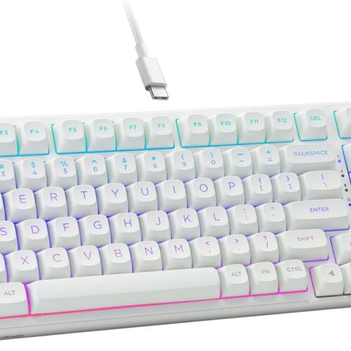 Creamy Mechanical Keyboard Wired, Hot Swappable, Pre-lubed Linear Switches, Gasket Structure with Sound Dampening Foam, RGB Backlit, 99 Keys Custom Gaming Keyboard for PC/Mac,White