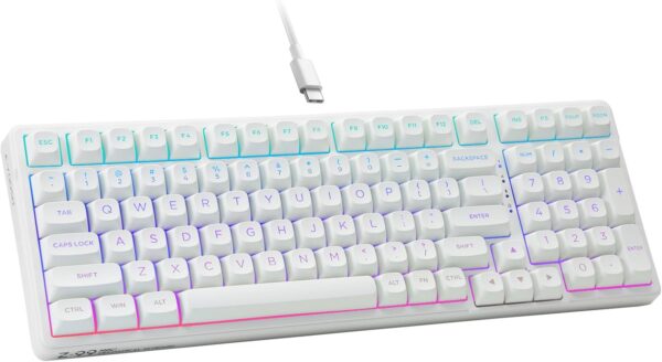Creamy Mechanical Keyboard Wired, Hot Swappable, Pre-lubed Linear Switches, Gasket Structure with Sound Dampening Foam, RGB Backlit, 99 Keys Custom Gaming Keyboard for PC/Mac,White 1 Keyboard