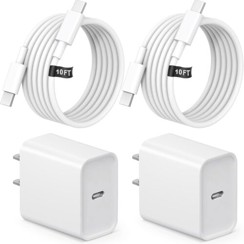 10FT iPhone 16 15 Charger Fast Charging USB C Charger Block Type C Chagrer Fast Charging 2-Pack for iPhone 16/16 Plus/16 Pro/16 Pro Max/15/15 Pro Max