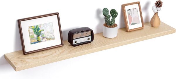 Natural Wood Floating Shelves, 48 Inch Floating Shelf Set of 1, Solid Ash Wood Floating Shelves, Rustic Raw Wood Shelves for Living Room Bedroom Kitchen Home Office - Natural 1 Shelves
