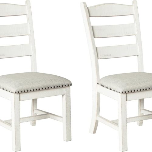 Valebeck Vintage Farmhouse Cushioned Dining Chair, 2 Count, Whitewash