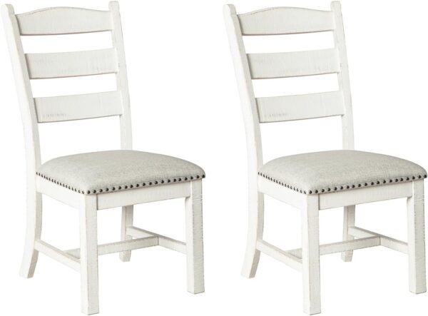 Valebeck Vintage Farmhouse Cushioned Dining Chair, 2 Count, Whitewash 1 Chair