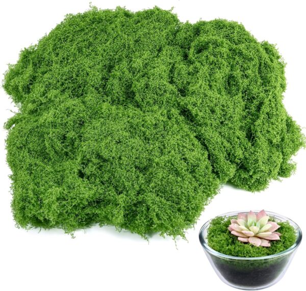 Fake Green Moss for Plants Indoor, 5.3OZ Fake Moss Decor Faux Moss for Crafts Preserved Artificial Moss for DIY Decorative Moss Table Centerpieces Decor Fairy Garden Floral Wedding (150g) 1 Green Moss