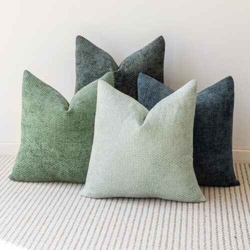 Neutral Decorative Throw Pillow Covers 18x18 Inch for Living Room Couch Bed Sofa Farmhouse Boho Home Decor Set of 4 Soft Corduroy Accent Luxury Cushion Cases (18x18, Green Forest)