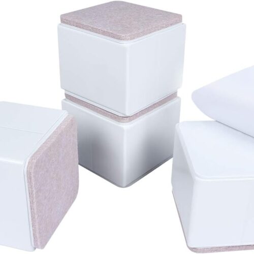 2 Inch Bed and Furniture Risers, Heavy Square Chair Sofa Couch Tables Risers, Width 2.4"-Adds 2" Height, Supports 20,000 lbs, Solid Steel Won't Crack & Scratch Floors (White, 4 Pack)