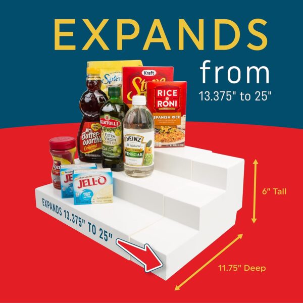 3 Tier Adjustable Canned Goods Shelves for Kitchen Cabinet and Pantry Organization, Expand A Shelf, Mega 2 Shelves