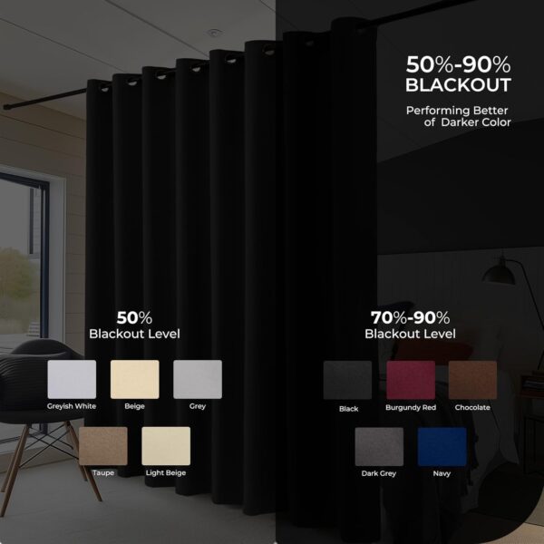 Room Divider Curtain for Sliding Glass Door, Privacy Wall Divider for Bedroom Partition Wide Curtains for Patio Door Room Darkening Grommet Drapes, 1 Panel, Black, W100xL84 2 Room