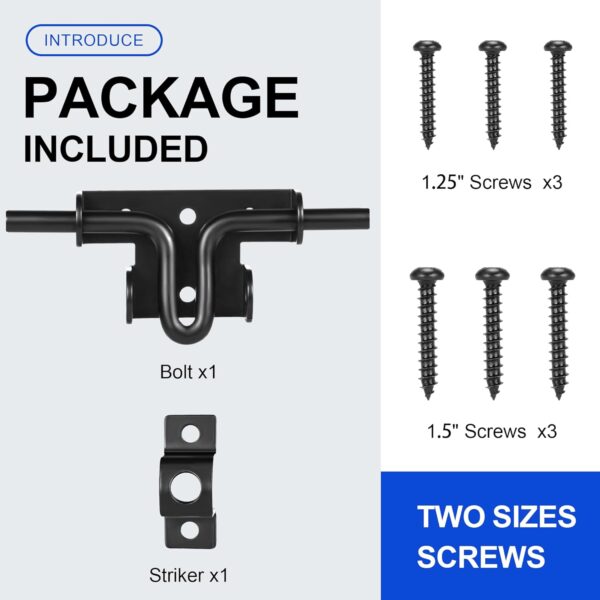 slide Bolt Gate Latch with Padlock Hole, Heavy Duty Fence Slide Latches Outdoor Doors for Wooden Fence, Shed Door, Vinyl Door 2 Padlock