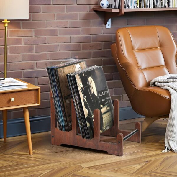 Records Holder,3-Tier Vinyl Record Storage,60LP's Vinyl Record Holder Stand,Wood Album Storage for Vinyls Records Album Book Magazine File 2 Holder