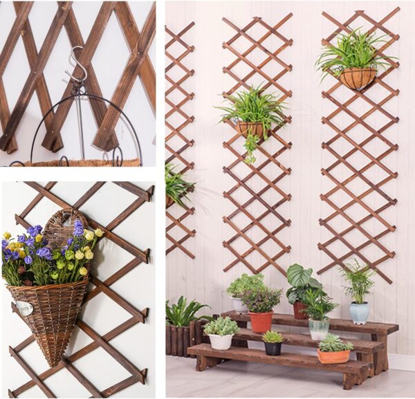 2Pack Expandable Wooden Lattice Wall,Plant Garden Trellis for Climbing Plants Outdoor, Plant Vertical Rack Wall Decor Indoor 2 2Pack Expandable Wooden Lattice Wall