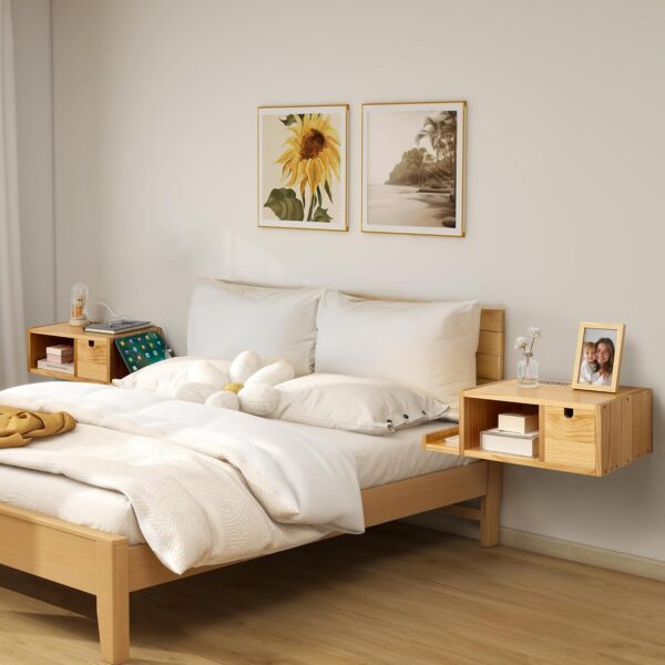 Floating Nightstand with Charging Station 4