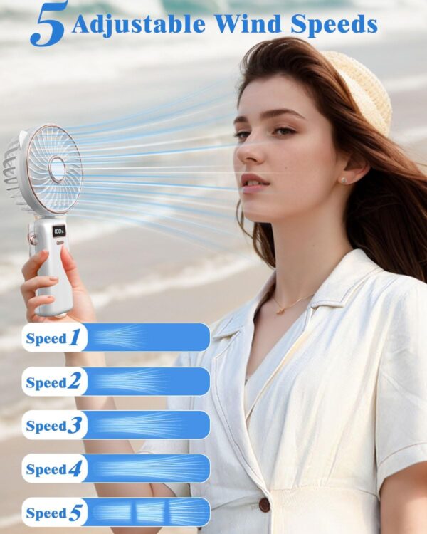 Portable Fan for Travel,Mini Fans Handheld 4500mAh,Small Personal Hand Fan Rechargeable Battery Operated Hand Held Fans,Little Cute Face Facial Ventilador Portatil for Women Kids Gifts White 2 Hand Fan