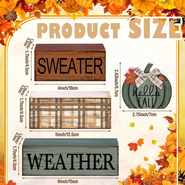 4 Pcs Fall Pumpkin Decor Fall Decorations for Home Thanksgiving Table Centerpiece Pumpkin Tiered Tray Decor Rustic Decorative Block Signs Farmhouse for Autumn Harvest Party Table Kitchen Home 2 Pumpkin