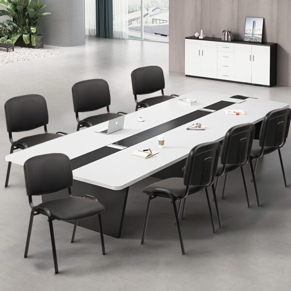 Stacking Waiting Room Chairs, PU Leather Armless Office Guest Chair with Metal Frames, Stackable Conference Room Chairs No Wheels for Reception Lobby Side Training School, Black Set of 5 2 Office Guest Chair