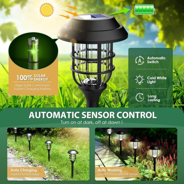 Solar Lights for Outside, Solar Outdoor Pathway Garden Lights Waterproof, Solar Powered Landscape Lighting for Yard, Garden, Pathway, Patio, Porch, Walkway, Driveway, 8 Pack(Cold White) 2 Lights