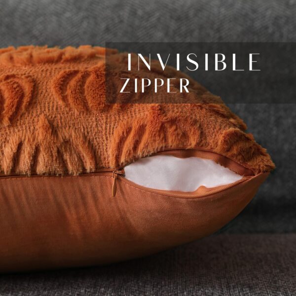 Fall Pillow Covers 18x18 Set of 2 Fall Decorations Autumn Rust Pumpkin Throw Pillow Cases Soft Plush Faux Fur Wool Couch Cushion Case for Chair Sofa Bedroom Living Room Home Decor PTK02A18 2 Covers