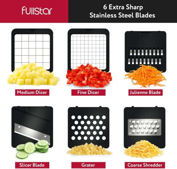 Mandoline Slicer for Kitchen - Vegetable Chopper, Onion Potato Food Veggie Fruit Slicer and Cutter with Container, Kitchen Gadgets & Accessories, Home Essentials (6-in-1, White/Black) 2 Vegetable