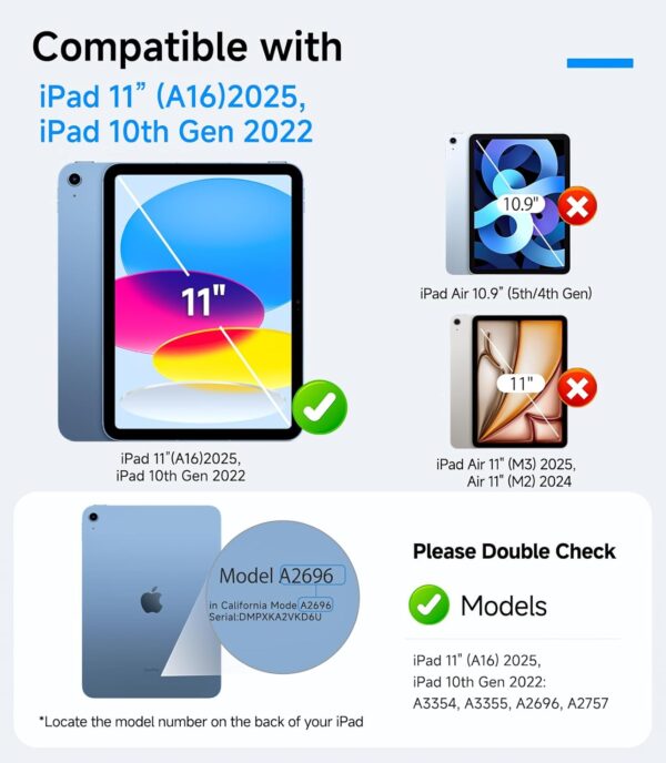 2 Pack Screen Protector for iPad 11th A16 11-in. /10th Generation 10.9-in. (2025/2022), 9H+ Hardness Tempered Glass with Easy Application Tray, Support Apple Pencil, Case Compatible, HD Clear 2 Screen Protector