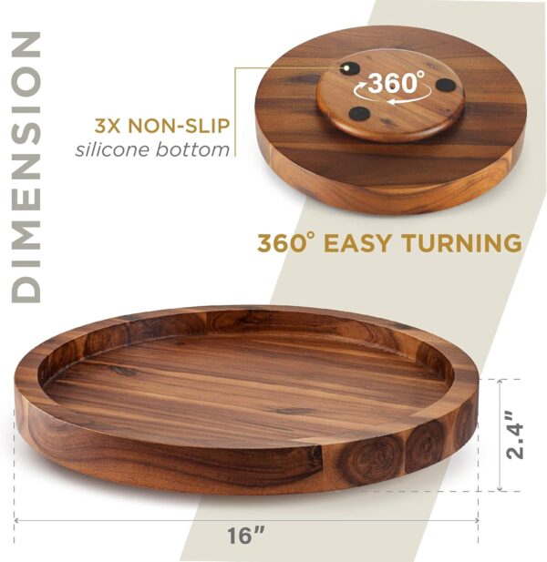 16" Acacia Wooden Turntable Serving Tray 4