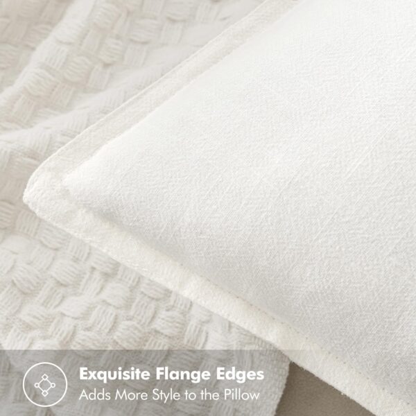 Decorative Linen Euro Sham Pillow Covers 24x24 Cream White Boho Farmhouse Neutral Couch Throw Pillows for Bed Pack of 2 Accent Modern Pillowcase Sofa Livingroom Home Decor 5 Covers