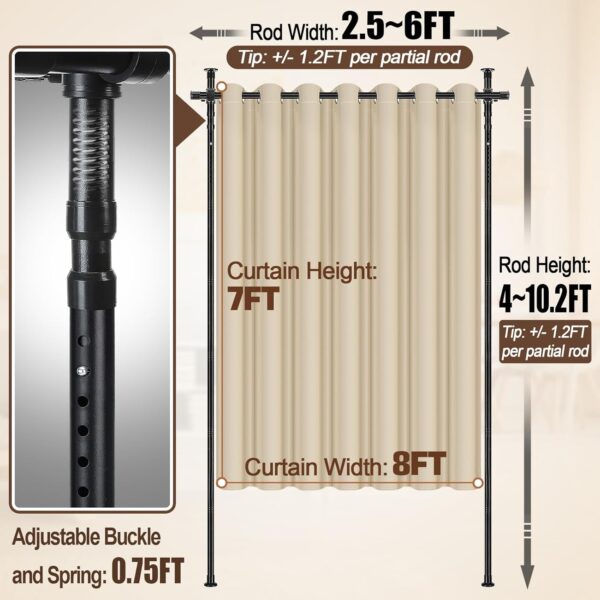 Room Divider Curtain and Rod Set