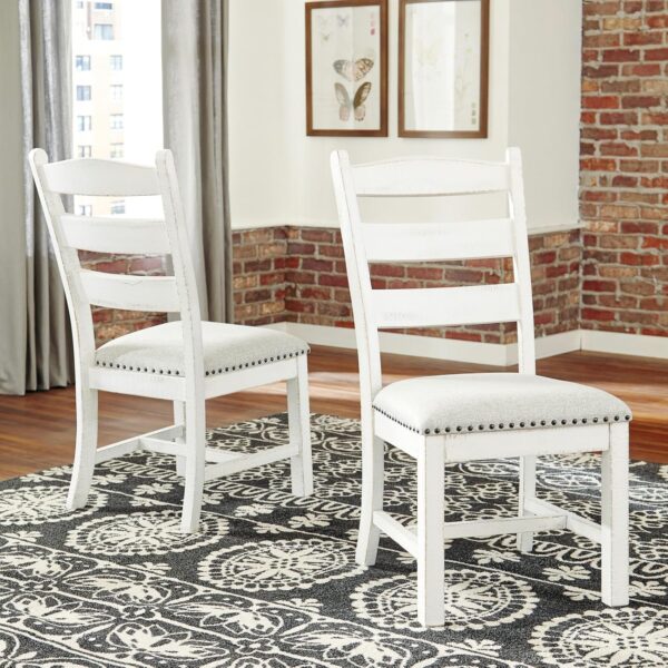 Valebeck Vintage Farmhouse Cushioned Dining Chair, 2 Count, Whitewash 2 Chair