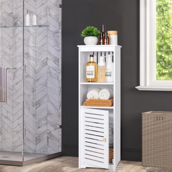 Small Bathroom Storage Cabinet, White Floor Standing Storage Cabinet Home Furniture Shelf,Suitable for Toilet Bedroom Kitchen Living Room (W/PJ) 2 Cabinet