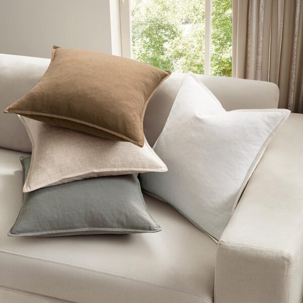 Neutral Linen Pillow Covers Pack of 4 Decorative Natural Solid Throw Pillow Covers Soft Accent Boho Farmhouse Couch Pillowcases Modern Home Decors for Living Room Bed Sofa 18x18 Inch 3 Pillow