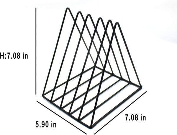 Triangle File Holder,5 Slot Metal Vinyl Record Stand Holder Magazine Newspaper Holder Photography Props for Office Home 1 Pc (black) 2 Triangle