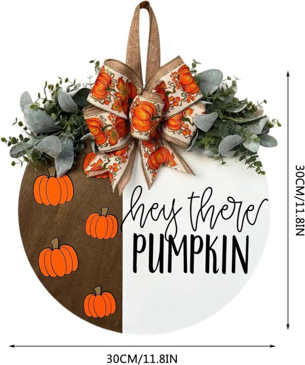 Hey There Pumpkin Welcome Hanging Sign Front Door Decor Fall Decorative Wooden Welcome Sign Rustic Porch Decoration for Home Office Garden Farmhouse 12 Inch 2 Pumpkin