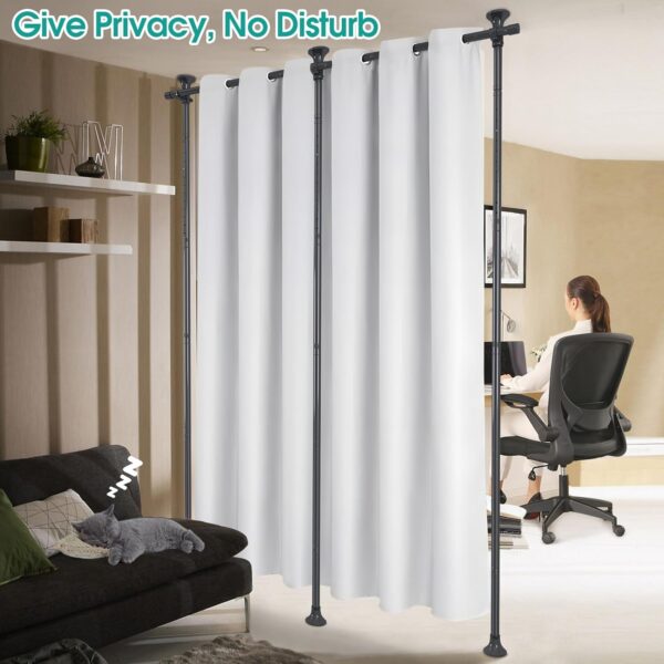 Room Divider, No Drilling Floor to Ceiling Room Divider Curtain Rods Freestanding Tension Rod Wall Divider Heavy Duty Black Room Dividers for Privacy,Partition Separators, 28-114inch(W) 4-10ft (H) 2 Divider