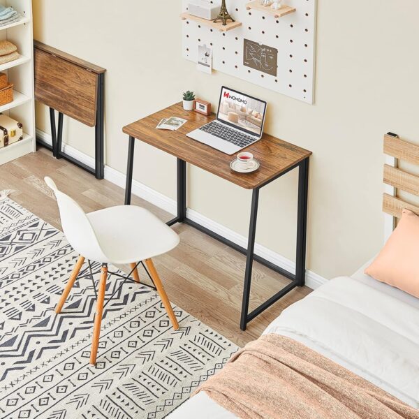 Folding Computer Desk, Small Writing Desk 31.5", Space-Saving Foldable Laptop Table Writing Workstation for Home Office, Easy Assembly, Rustic Walnut 2 Computer Desk