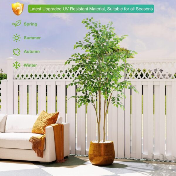 Tall UV Resistant Ficus Tree Artificial,7ft(84in) Realistic Texture Potted Faux Ficus Tree, Fake Trees Indoor Outdoor for Home Office Living Room Bedroom Foyer Porch Decor. 3 Tree