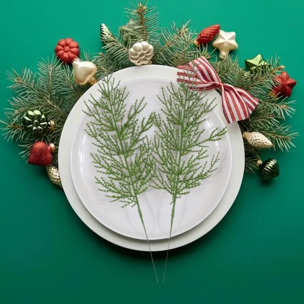 Christmas Greenery Stems, 60 Pcs Christmas Pine Picks, Faux Greenery Cedar Picks for Christmas Tree, Artificial Pine Branches for Christmas Decorations Home Wreath DIY (60, Green) 3 Greenery