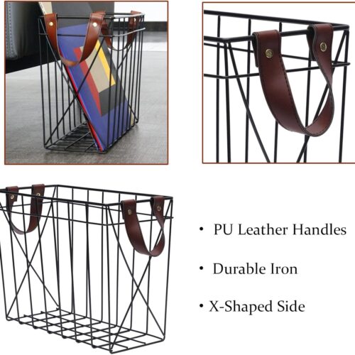 Magazine Rack Magazine Holder Storage Organizer Bin for Magazines, Books or Vinyl Record Album Storage, Black