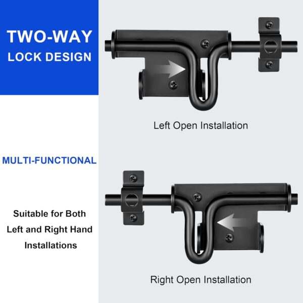 slide Bolt Gate Latch with Padlock Hole, Heavy Duty Fence Slide Latches Outdoor Doors for Wooden Fence, Shed Door, Vinyl Door 3 Padlock