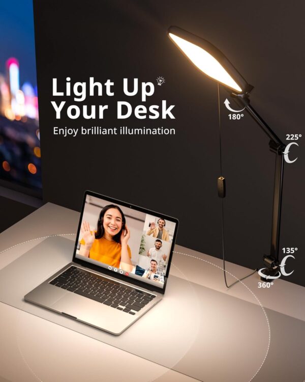 Streaming Light (1 Pack), 8" Ring Light for Desk with Clamp and Adjustable Arm, Zoom Lighting for Computer, Video Conference Lighting for Home Office, Video Calls, Streaming, Podcasting