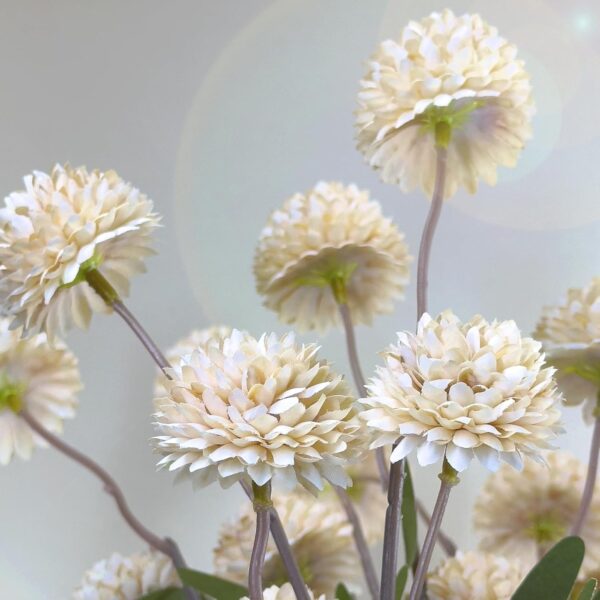 10 Pcs Artificial Flowers Pompon Mum Fake Flowers, Faux Small Mini Chrysanthemum Flowers, Realistic Faux Flowers for Room Decor Aesthetic, Living Room Farmhouse House Decor, Beige 3 Flowers