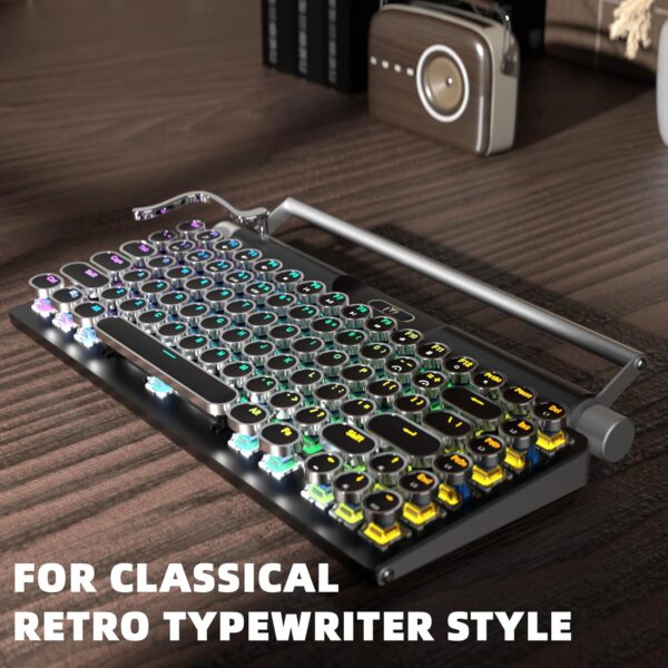 Wireless Typewriter Keyboard, Mechanical and Retro Computer Typewriter Keyboard,Gaming Keyboard, Punk dot keycaps for Laptop/Desktop/MAC/Mobile Phone 3 Keyboard