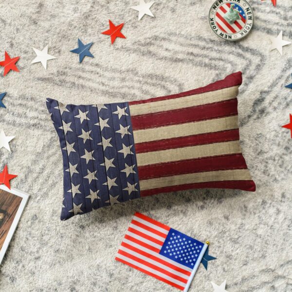 4th of July Patriotic Independence Throw Pillow Cover, 12 x 20 Inch Memorial Day Stripes America Flag Stars Decor Cushion Case for Sofa Couch 5 Cover